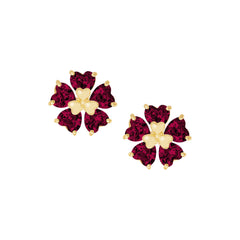 Heart Stone Petals Flower Stud Earring
