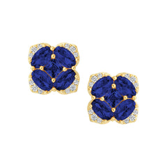 Oval Stones Square Stud