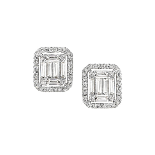 Framed Baguette Stud Earrings