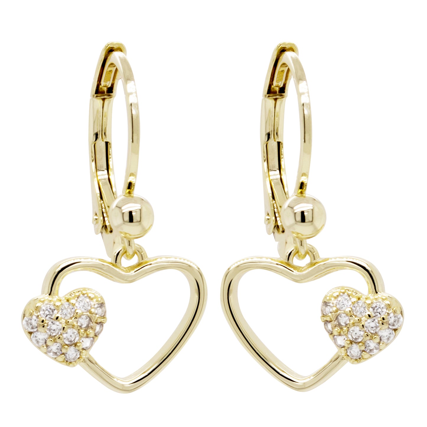 Gold Side Heart Earrings