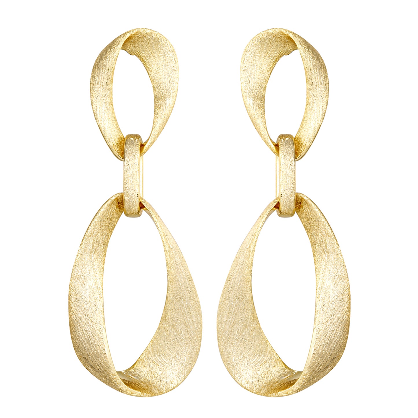 Statement Gold Matt Double Loop Earrings