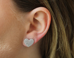Pave Heart Studs
