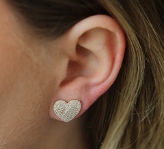 Pave Heart Studs