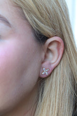 Baguette Floral Stud