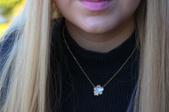 Double Floral Mother Of Pearl Necklace