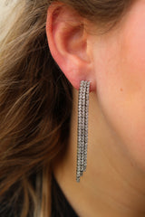 Long Triple Tennis Earrings