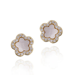 Small Mother-of-Pearl Flower Stud Earrings