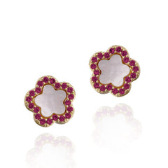 Small Mother-of-Pearl Flower Stud Earrings