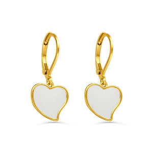 Slanted Heart Stone Earrings