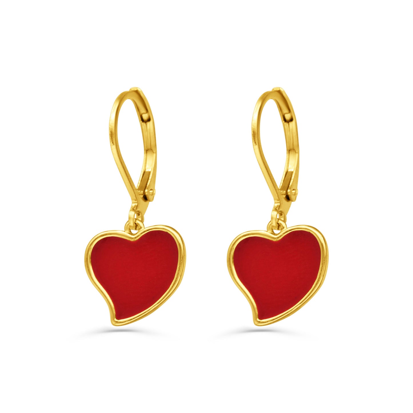 Slanted Heart Stone Earrings
