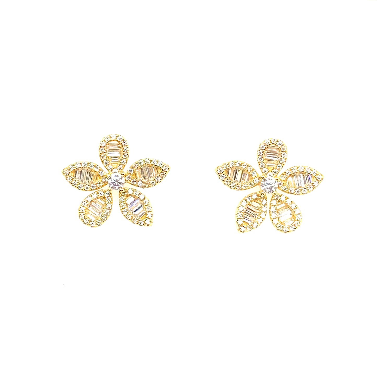 Baguette Flower Earring Post