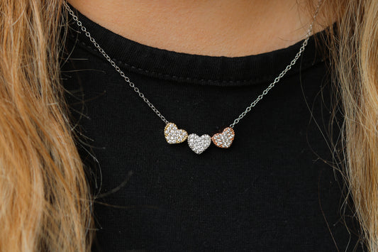 Small Tricolor Heart Necklace
