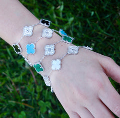 Magnificent Silver Stone Clover Bracelet