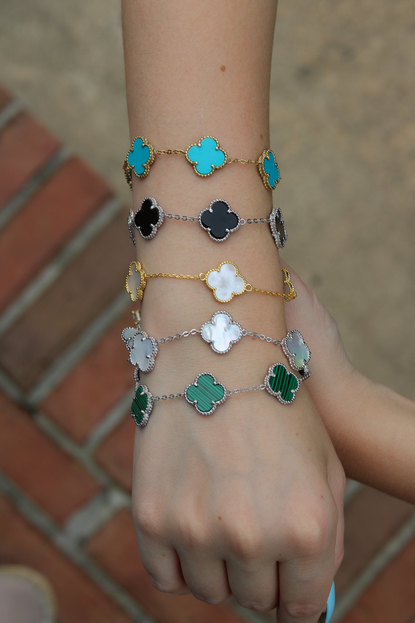 Four Leaf Clover Bracelet, Silver & Mother of Pearl