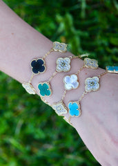 Magnificent Gold Stone Clover Bracelet