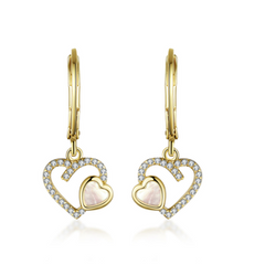 Small Double Mother Of Pearl Hearts Earrings