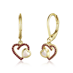 Small Double Mother Of Pearl Hearts Earrings