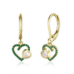 Small Double Mother Of Pearl Hearts Earrings