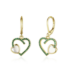 Medium Double Mother Of Pearl Hearts Earrings