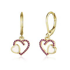 Medium Double Mother Of Pearl Hearts Earrings