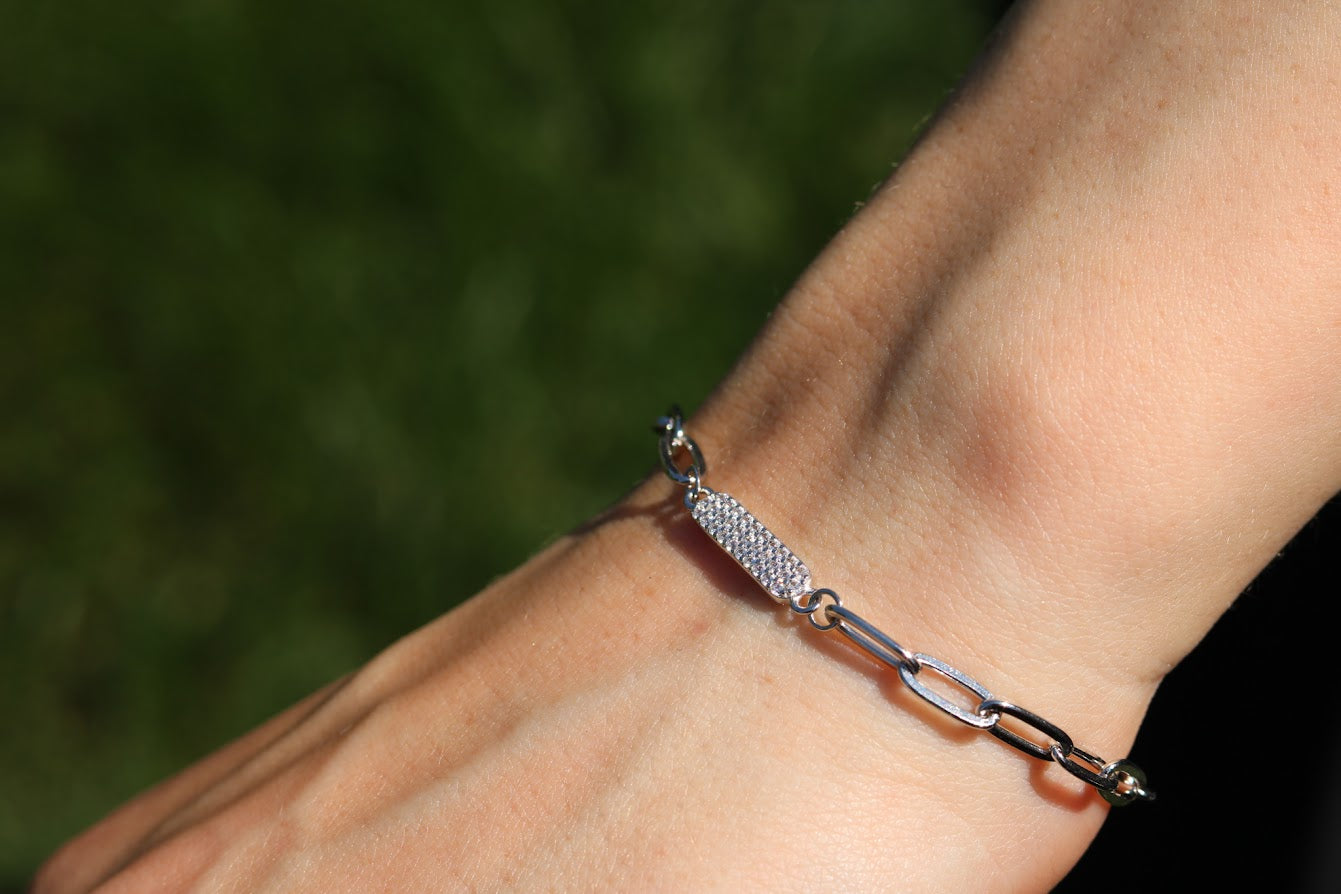 Rectangle Pave Link Bracelet