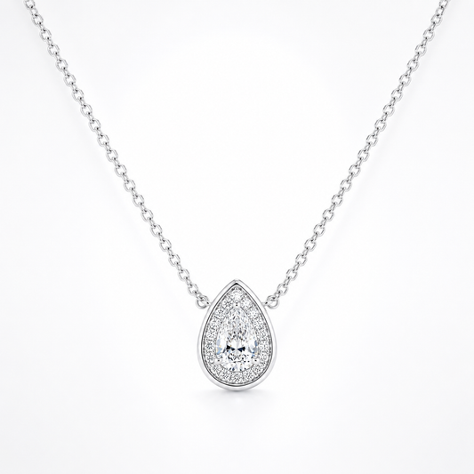 Pave Teardrop Outline Necklace