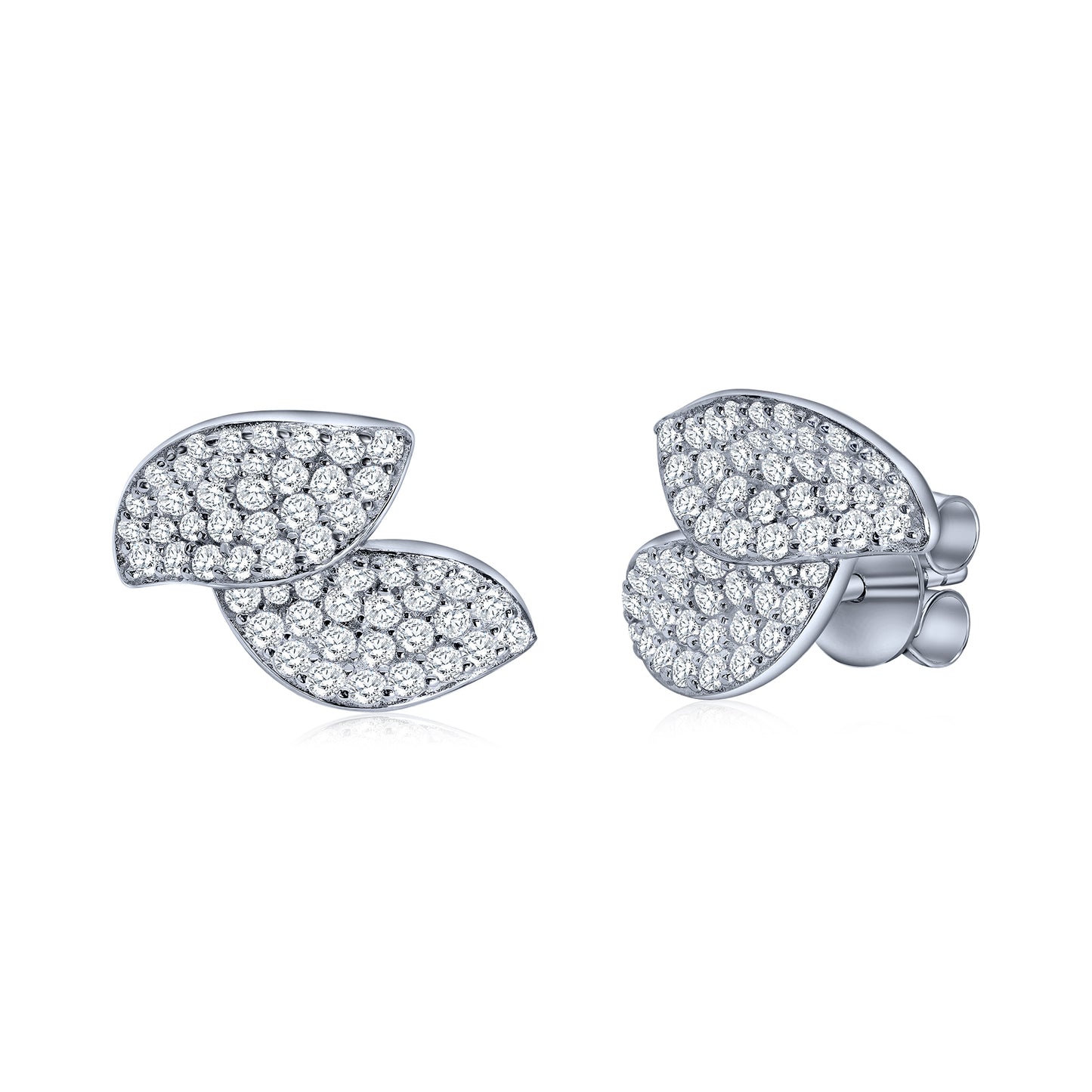 Double Pave Leaf Studs