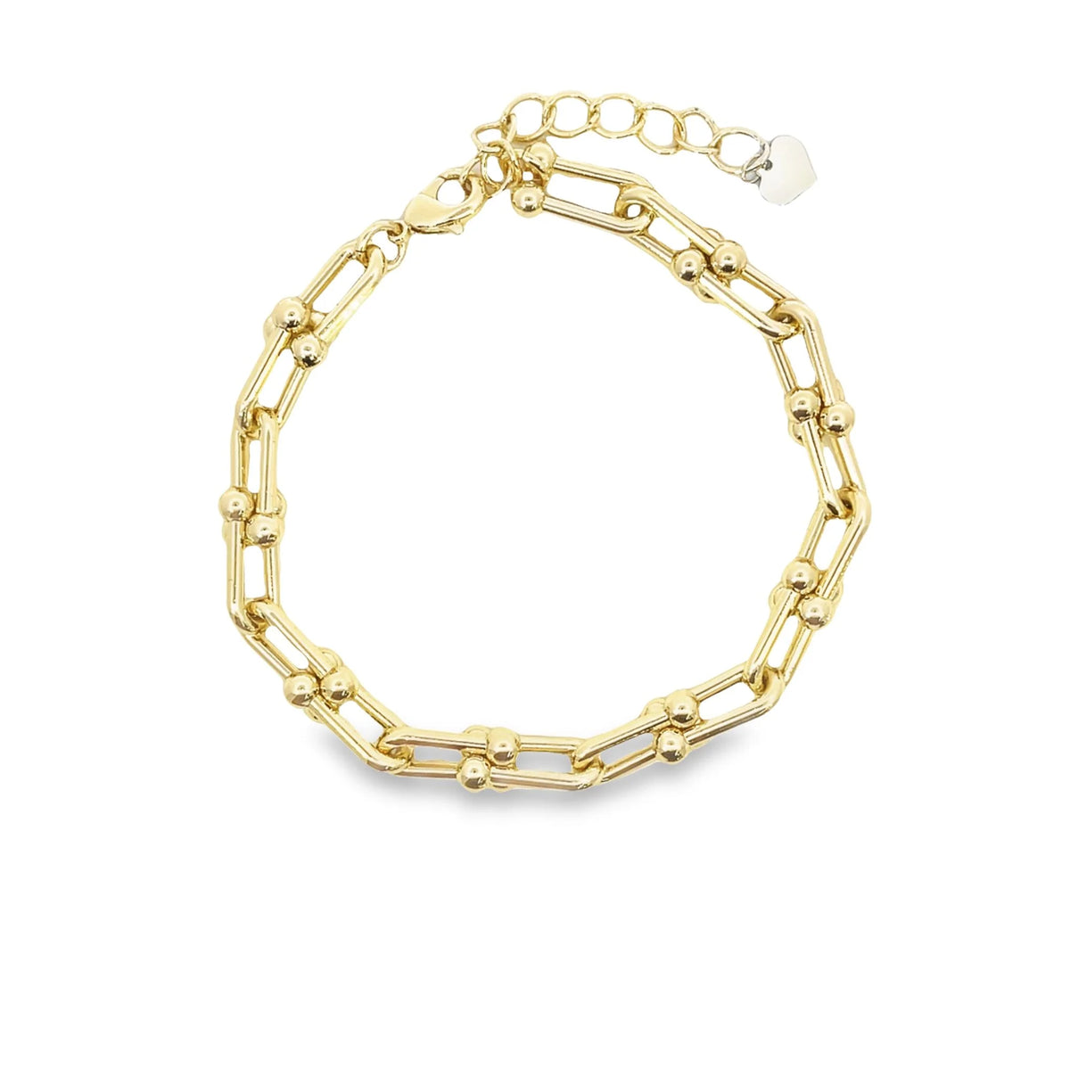 Wide Paperclip Bead Link Bracelet