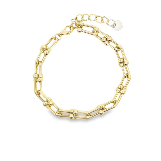 Wide Paperclip Bead Link Bracelet