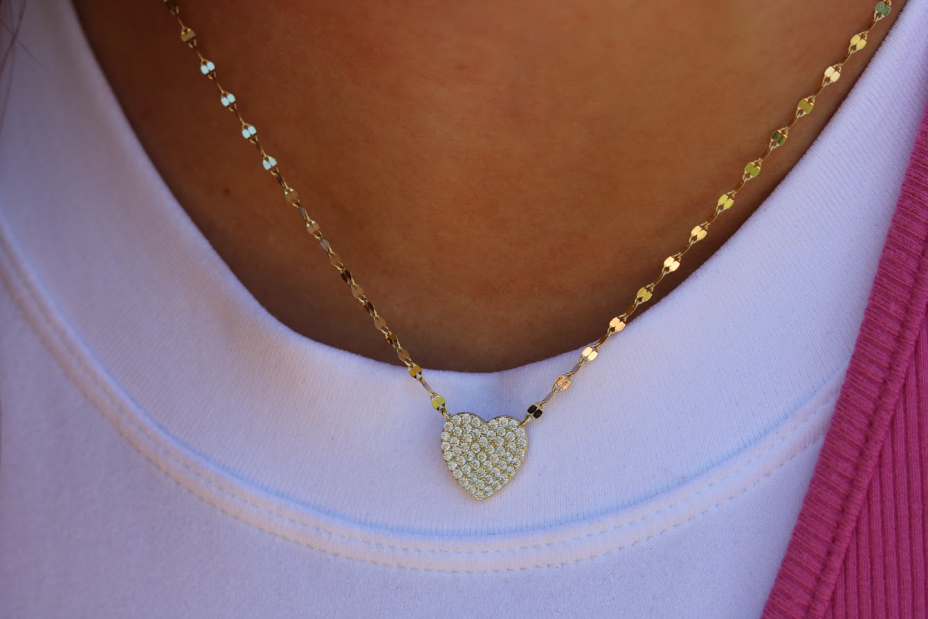 Pave Heart Twirled Necklace