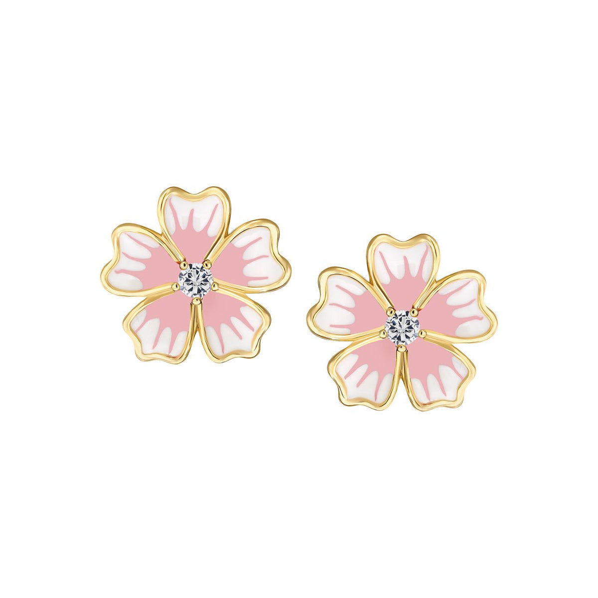 Leafy Petals Enamel Flower Stud Earring