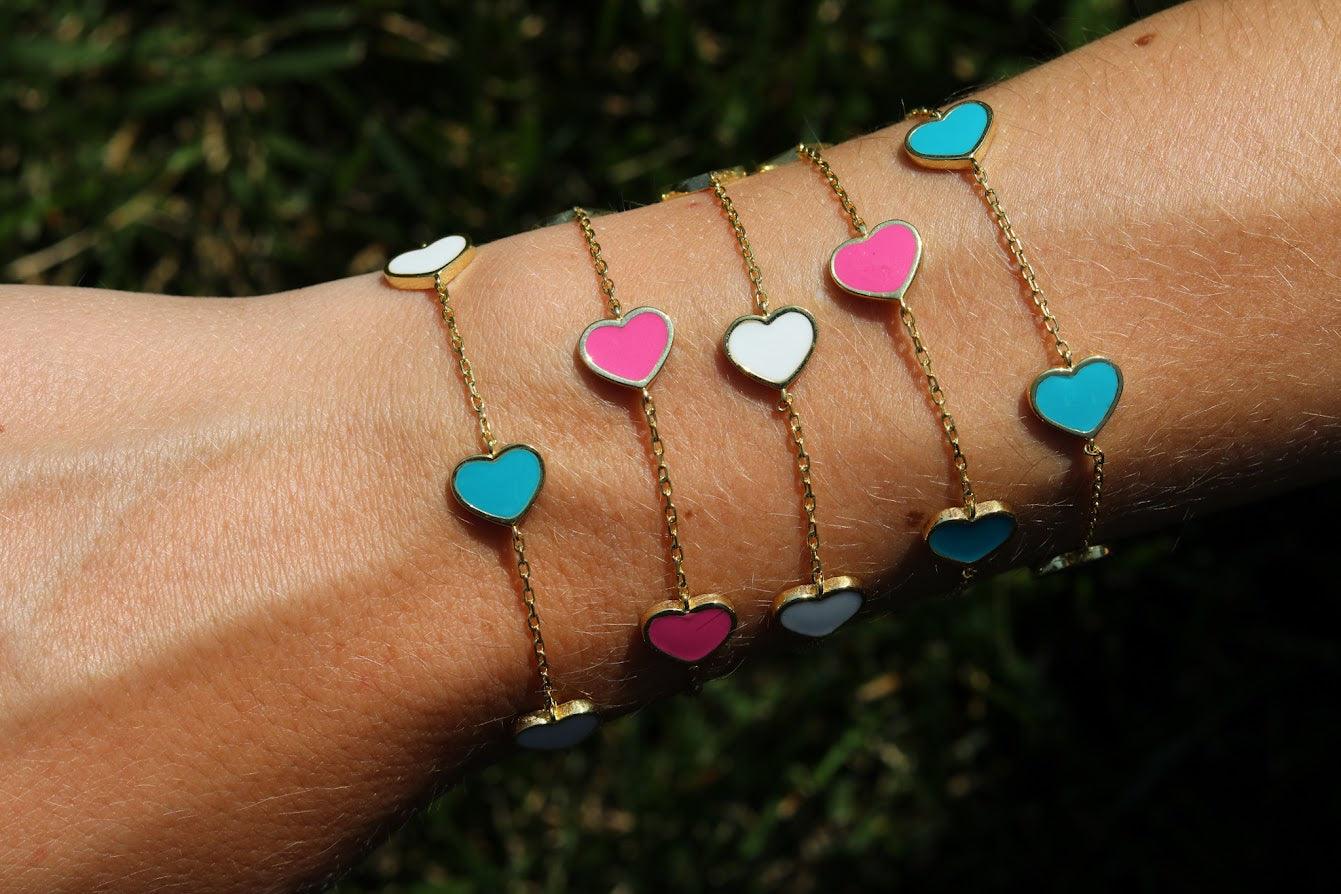 Sideway Colored Heart Bracelet