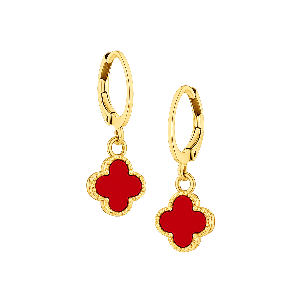 Beaded Clover Charm Earrings