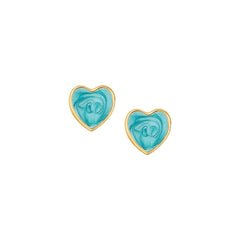 Swirly Enamel Heart Kids Stud Earring