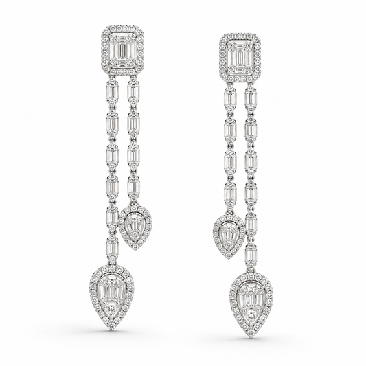 Baguette Cascade Drop Earrings