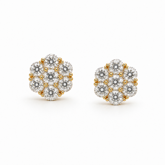 Flower Cluster Stud Earrings