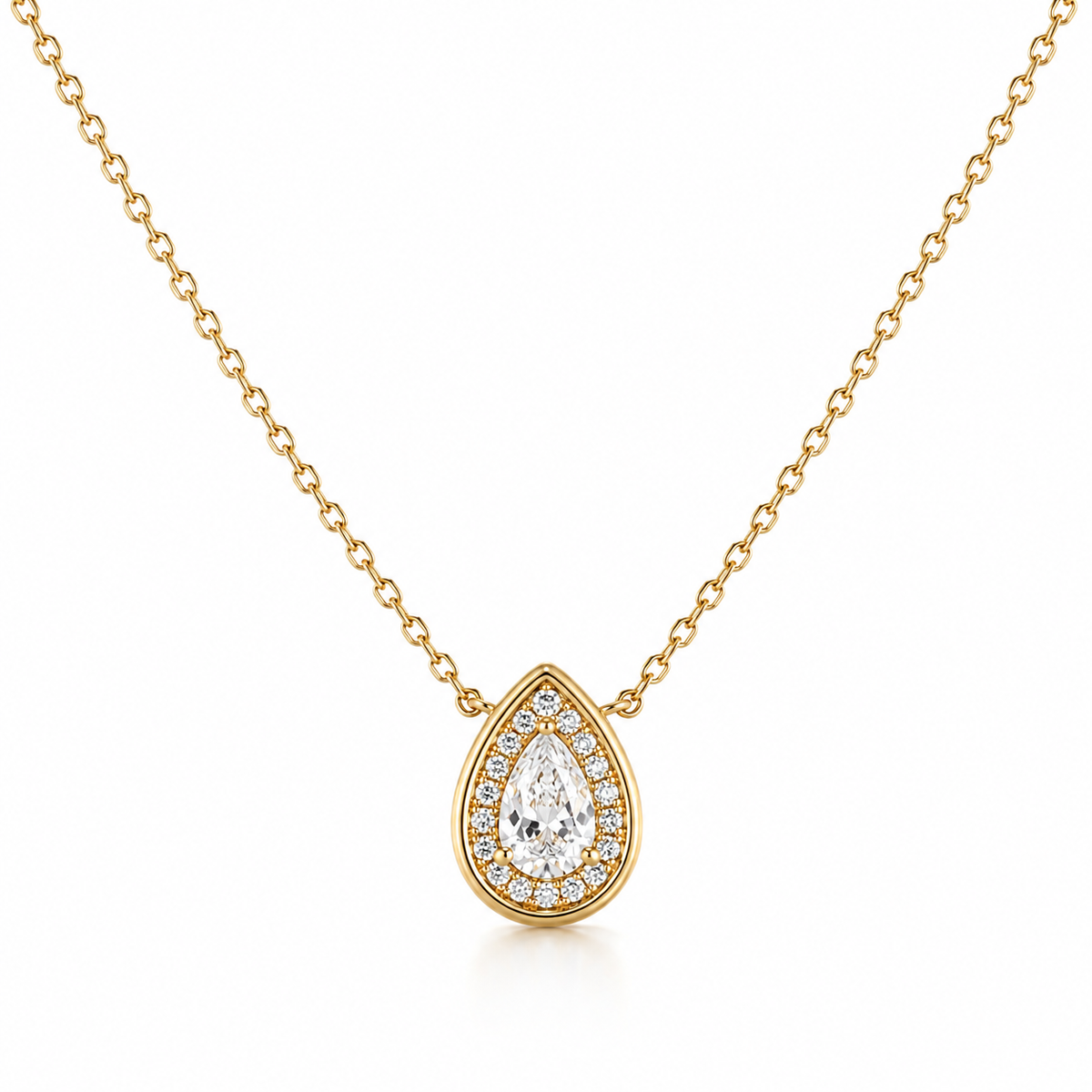 Pave Teardrop Outline Necklace