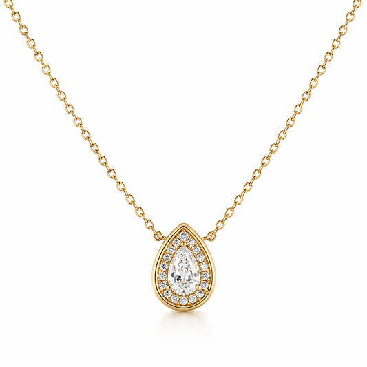 Pave Teardrop Outline Necklace