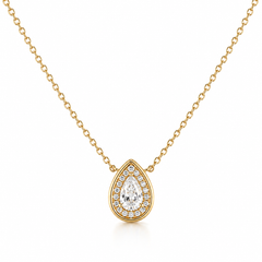 Pave Teardrop Outline Necklace