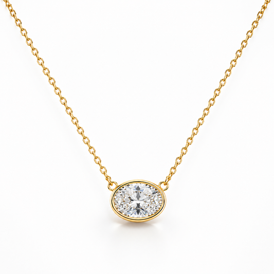 Oval Bezel Solitaire Necklace
