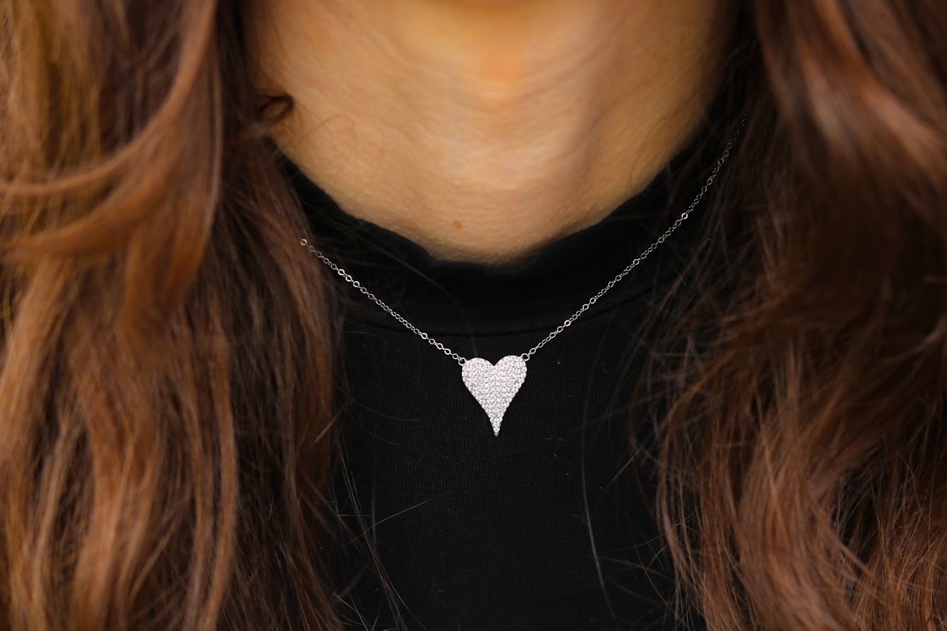 Pointed Pave Heart Necklace