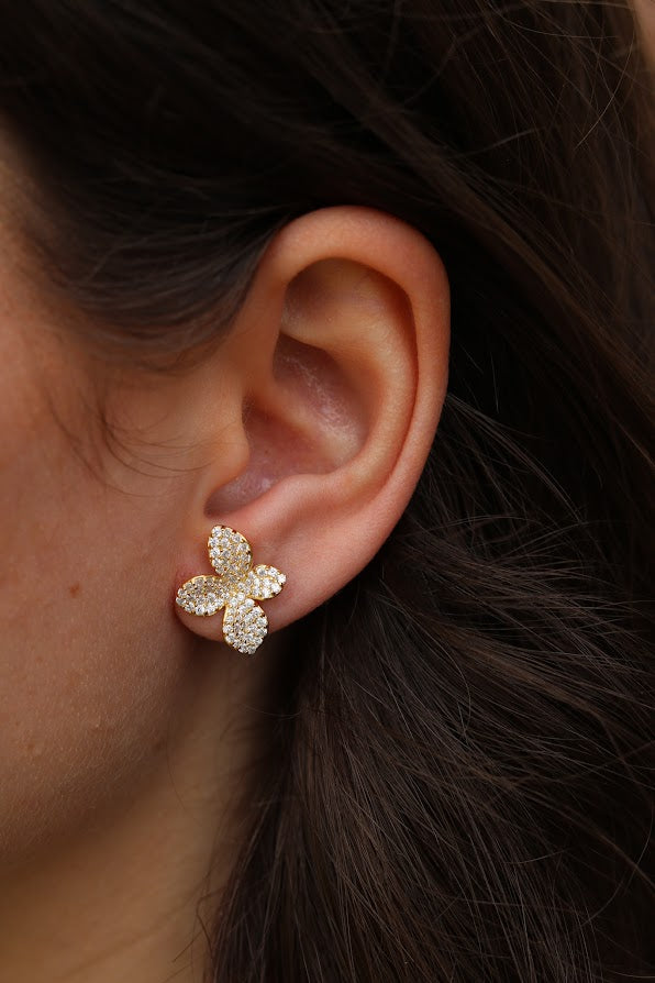 Unique Pave Floral Studs