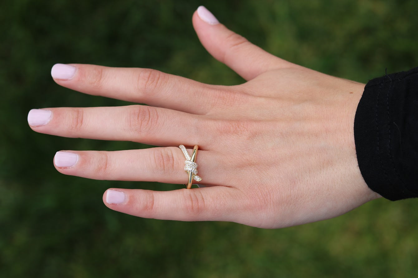 Half Pave Twist Ring