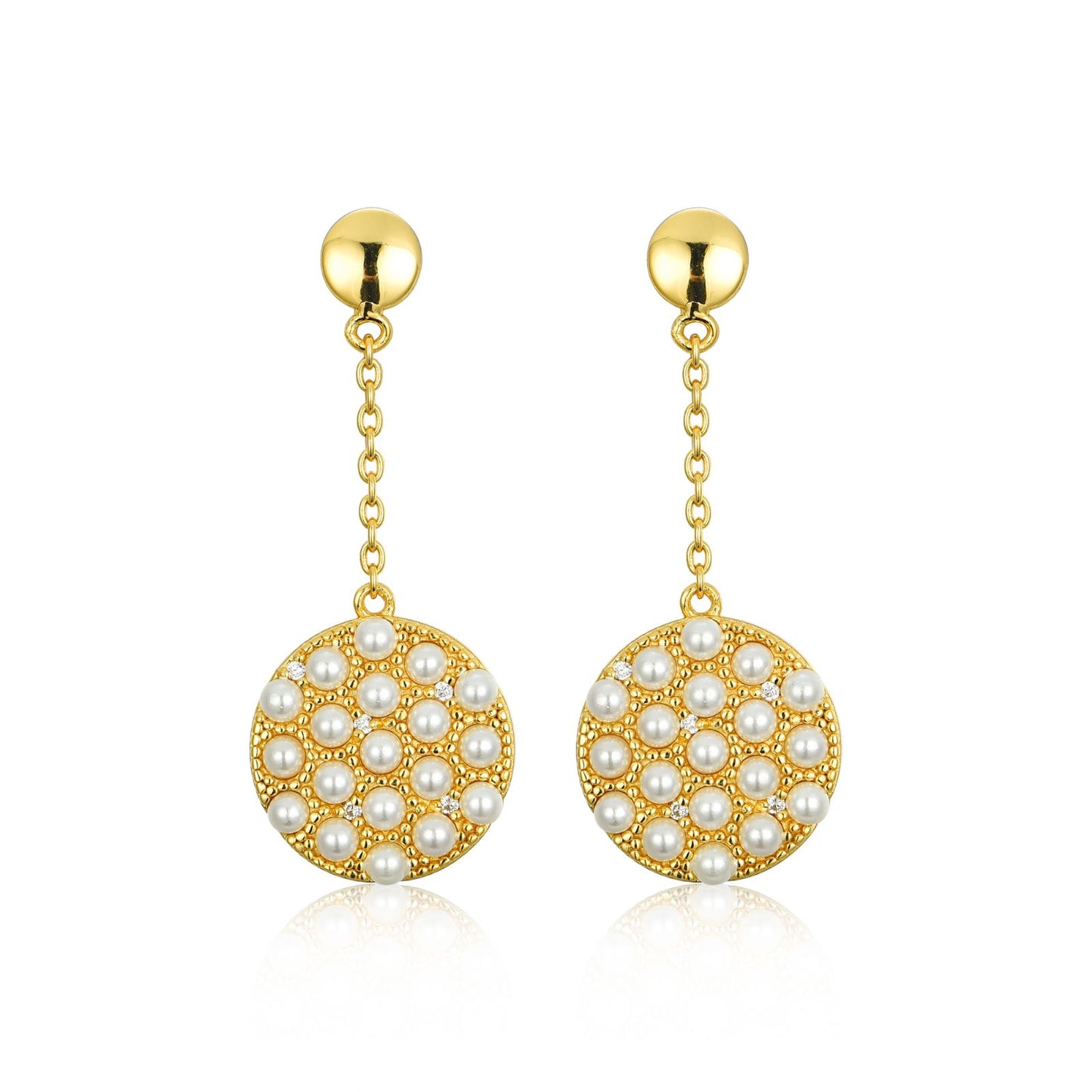 Oversized Gold Pearl Hanging Earrings