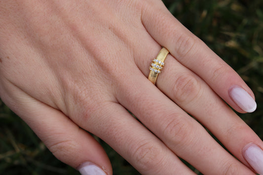 Lined Pave Ring
