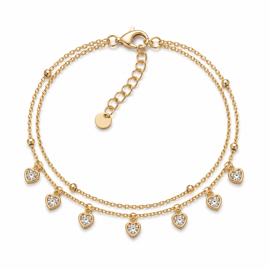 Layered Bezel Heart Bracelet