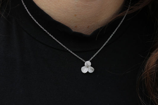 Triple Pave Floral Necklace