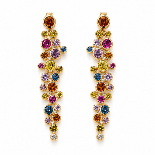 Bezel Rainbow Drop Earrings