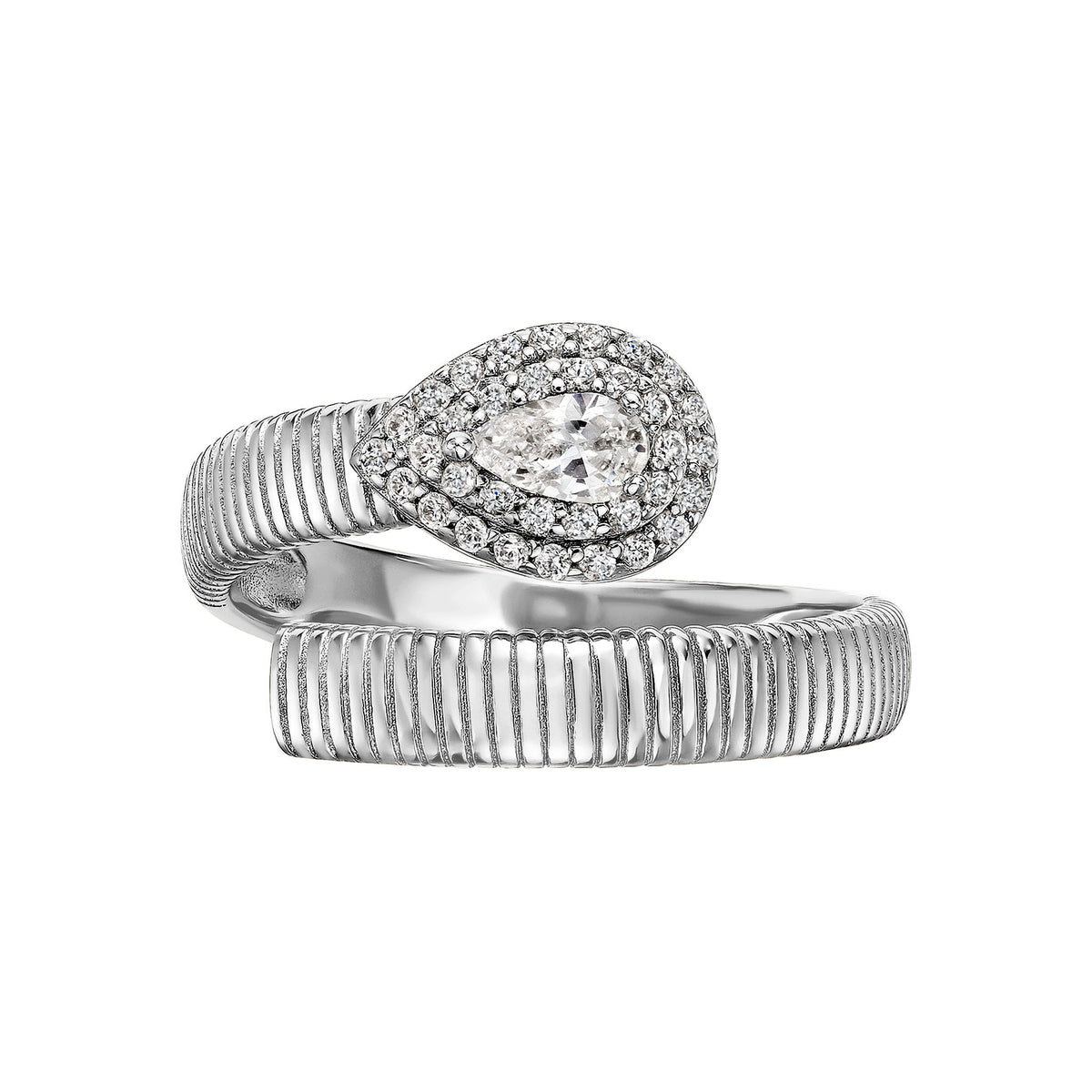 Teardrop Ribbed Wrap Ring