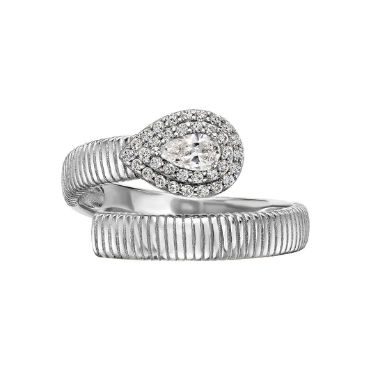Teardrop Ribbed Wrap Ring